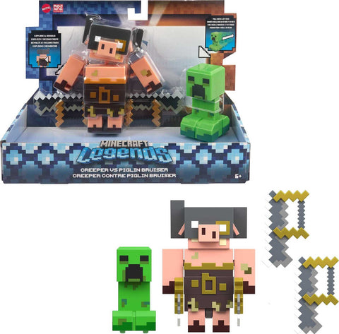 Action Figure 2-Pack Creeper vs Piglin Bruiser - Minecraft Legends