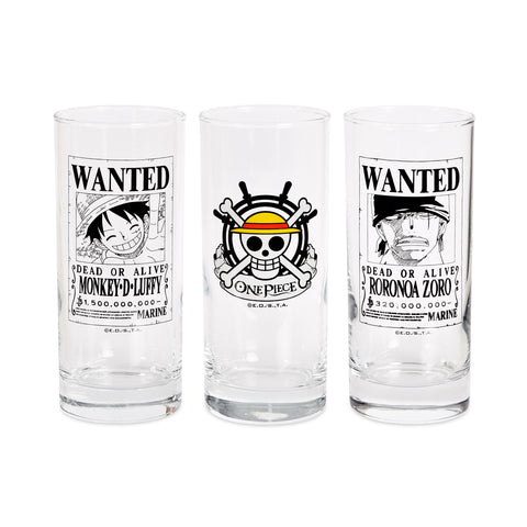 One Piece Glass Set Luffy and Zoro Wanted Poster