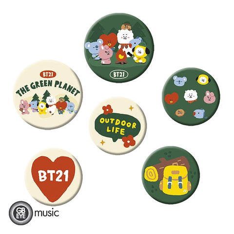 BT21 Green Button Badges Pack BTS