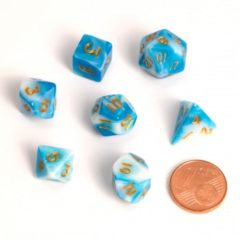Blackfire Dice - Fairy Dice RPG Set - White and blue (7 Dice)