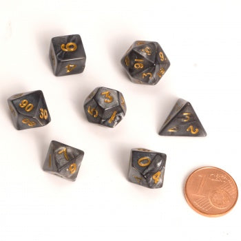 Blackfire Dice - Fairy Dice RPG Set - Marbled Black (7 Dice)