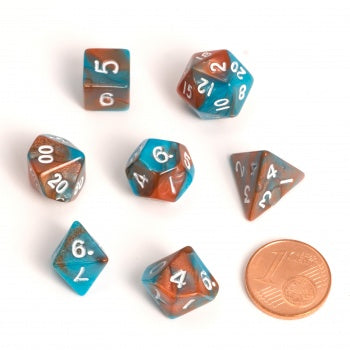 Blackfire Dice - Fairy Dice RPG Set - Orange and  Blue (7 Dice)