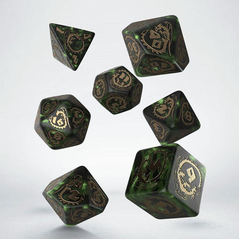 Dragons Dice Set Bottle Green & Gold  (7)